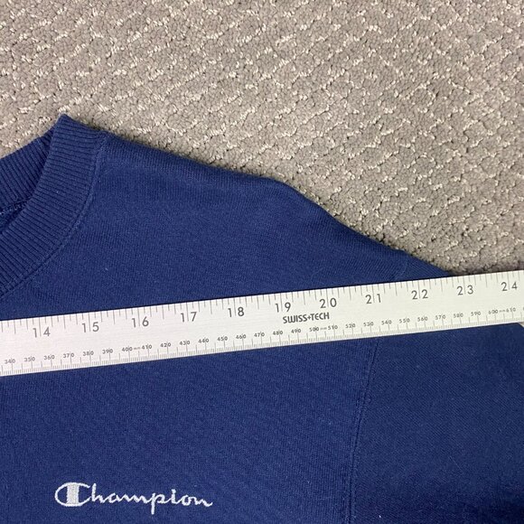 Vintage 90s Champion Sweatshirt Adult XL Blue Script Hi Lo High Low Made in USA - Picture 10 of 13